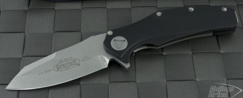 Microtech Knives Mini Matrix S/E Flipper Knife (3in Stonewashed Plain ATS-34) 164-10 - Front