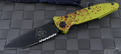 Microtech Knives Other Socom Delta T/E Folder Knife (4in Black Part Serr ELMAX) A163-2Z - Front