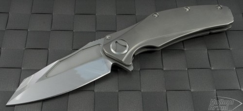 Microtech Knives Custom Metal Matrix S/E Flipper S/A Knife (3.75in Mirror Polished Plain 154-CM) matrix-c-ti-hp - Front