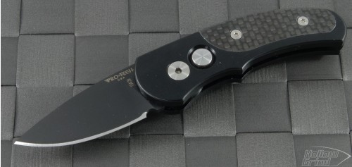 Pro-Tech Runt J4 S/E Automatic Folder S/A Knife (1.94in Black Plain 154-CM) PT-4405 - Front