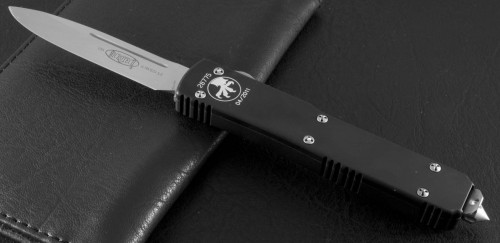 Microtech Knives Ultratech S/E Automatic OTF D/A Knife (3.44in Satin Plain ELMAX) 121-4-2012 - Front