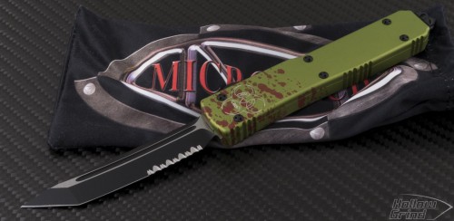 (#123-2Z) Microtech Ultratech T/E Zombie Partially Serrated - Front