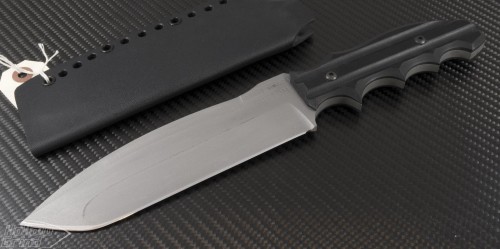 Brous Blades Custom 094 T/E Fixed Knife (7in Satin Plain D2) JB-094 - Front