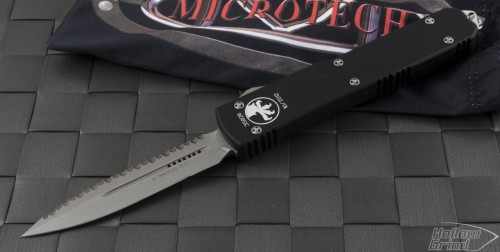 Microtech Knives Ultratech D/E Automatic OTF D/A Knife (3.44in Bead Blasted Serr S35-VN) 122-9 - Front