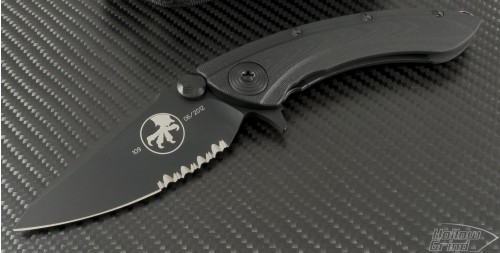 Microtech Knives Whale Shark S/E Flipper Knife (3.5in Black Part Serr S35-VN) 167-2CTF - Front