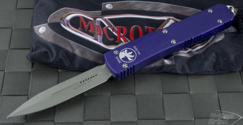 Microtech Knives Other Ultratech D/E Automatic OTF D/A Knife (3.44in Bead Blasted Plain ELMAX) 122-7PU - Front