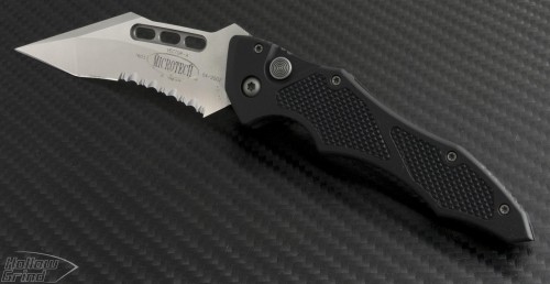 Microtech Knives Vector S/E Automatic Folder S/A Knife (3.1in Satin Part Serr 154-CM) VNT-0054 - Front