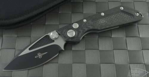 Microtech Knives Custom Carbon Fiber DOC S/E Automatic Folder D/A Knife (3.25in Black Plain S35-VN) DOC-C-DA-BLK - Front