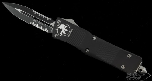 Microtech Knives Combat Troodon D/E Automatic OTF D/A Knife (3.75in Black Part Serr S35-VN) 142-2-2012 - Front
