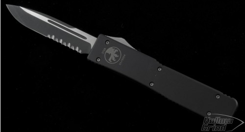 Microtech Knives Ultratech S/E Automatic OTF D/A Knife (3.44in Black Part Serr) VNT-0004 - Front