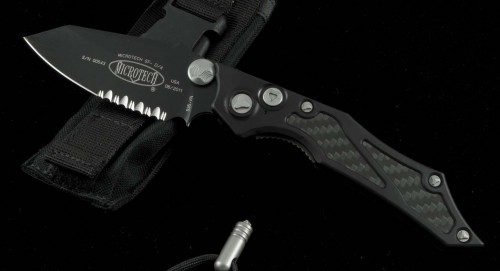 (#128-2) Microtech Select Fire D/A Black Serrated - Front