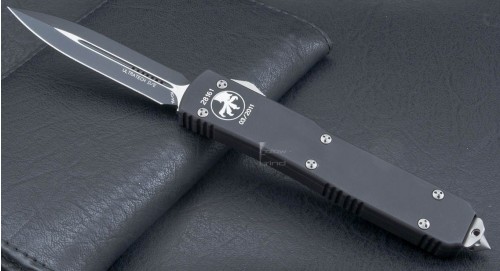 Microtech Knives Ultratech D/E Automatic OTF D/A Knife (3.44in Black Plain ELMAX) 122-1-2012 - Front