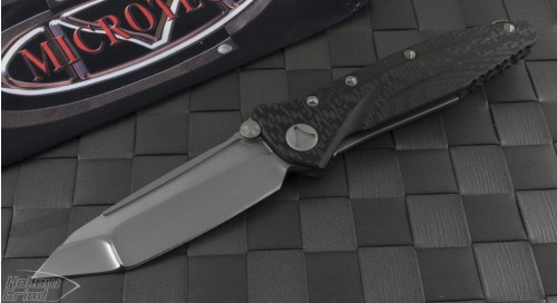 Microtech Knives Custom Carbon Fiber Socom Delta T/E Folder Knife (4in Satin Plain) sd-c-satin - Front