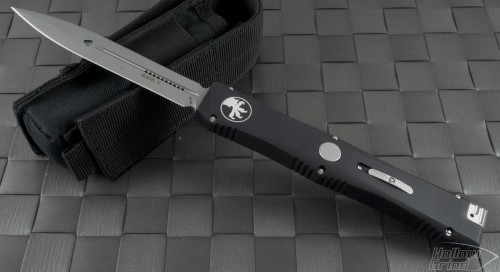 Microtech Knives Nemesis IV D/E Automatic OTF S/A Knife (4.4in Bead Blasted Plain S35-VN) 152-7 - Front