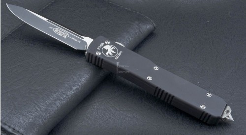 Microtech Knives Ultratech S/E Automatic OTF D/A Knife (3.44in Black Plain S35-VN) 121-1-2013 - Front