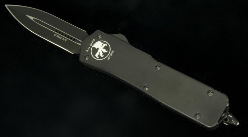 (#109-1T) Microtech Scarab D/E Black Tactical Plain - Front