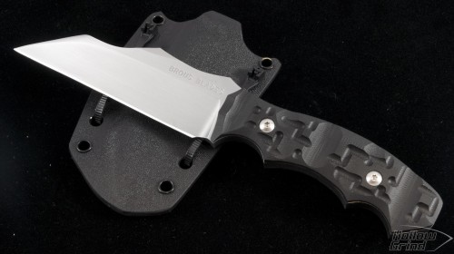 Brous Blades Custom 089 Warncliffe Fixed Knife (5in Satin Plain D2) JB-089 - Front