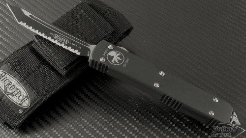 Microtech Knives Ultratech T/E Automatic OTF D/A Knife (3.44in Black Serr S35-VN) 123-3-2012 - Front