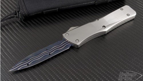 (#ctroodon-c-dam) Microtech SS Combat Troodon - Blue Damascus Spike Grind D/E - Front