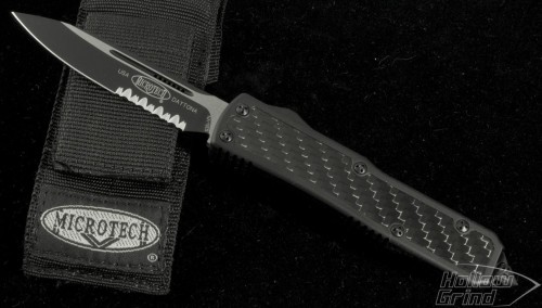 (#124-2T) Microtech Daytona Black Tactical Serrated - Front