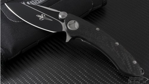 Microtech Knives Custom Carbon Fiber Whale Shark S/E Flipper Knife (3.5in Black Plain 154 (CMP)) ws-c-blk - Front