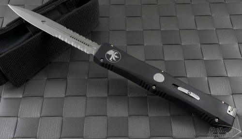 Microtech Knives Nemesis IV D/E Automatic OTF S/A Knife (4.4in Bead Blasted Part Serr S35-VN) 152-8 - Front