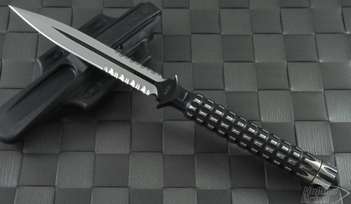 Microtech Knives Other ADO D/E Fixed Knife (4.25in Satin Part Serr) 115-2LE - Front