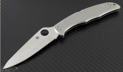 Spyderco Stainless Steel Endura S/E Folder Knife (3.5in Satin Plain VG-10) SPY-C10P - Front