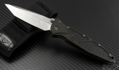 Microtech Knives Green Socom Elite T/E Folder Knife (4in Stonewashed Plain S35-VN) 161-10GR - Front