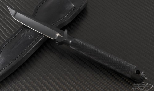 Microtech Knives Custom ADO T/E Fixed Knife (4in Black Plain) ado-c-black - Front