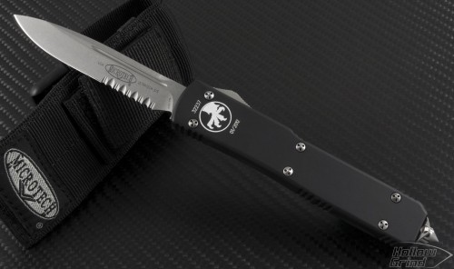 Microtech Knives Ultratech S/E Automatic OTF D/A Knife (3.44in Stonewashed Part Serr S35-VN) 121-11-2012 - Front
