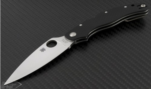 Spyderco Carbon Fiber Caly S/E Folder Knife (3.1in Satin Plain ZDP-189) SPY-C144CFPE - Front