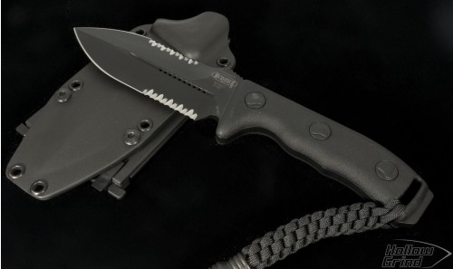 Microtech Knives Crosshair D/E Fixed Knife (5in Black Part Serr S35-VN) 101-2BL - Front