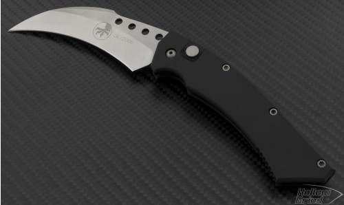 Microtech Knives Hawk S/E Automatic Folder S/A Knife (4in Stonewashed Plain) VNT-0079 - Front