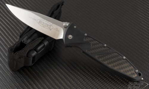 Microtech Knives Socom Elite S/E Folder Knife (4in Satin Plain S35-VN) 160-4CF - Front