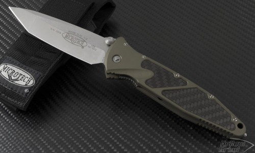 Microtech Knives Tan Socom Elite T/E Folder Knife (4in Satin Plain S35-VN) 161-4TA - Front