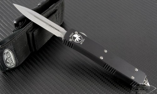 Microtech Knives Ultratech D/E Automatic OTF D/A Knife (3.44in Stonewashed Plain ELMAX) 122-10-2012 - Front