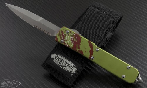 (#120-8Z) Microtech Zombie Ultratech Bayonet Bead Blast Partially Serrated - Front