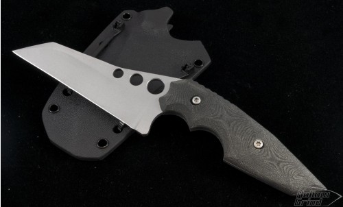 Brous Blades Custom 090 Warncliffe Fixed Knife (5in Satin Plain D2) JB-090 - Front