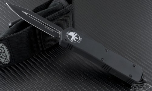 Microtech Knives Scarab D/E Automatic OTF D/A Knife (3.44in Black Plain S35-VN) 176-1T-2012 - Front