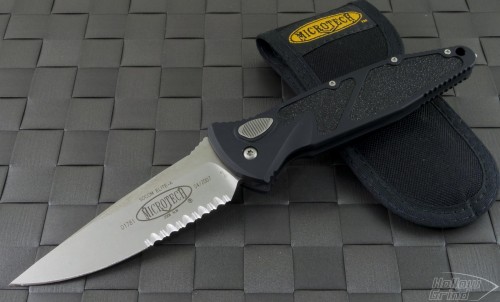 Microtech Knives Socom Elite S/E Folder S/A Knife (4in Stonewashed Plain D2) VNT-0074 - Front