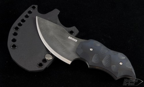 Brous Blades Custom 099 S/E Fixed Knife (3in Satin Plain D2) JB-099 - Front