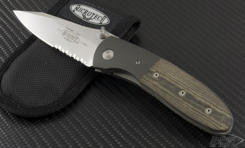 (#VNT-0011) Microtech Lightfoot - LCC Manual Action Stonewash Serrated - Front