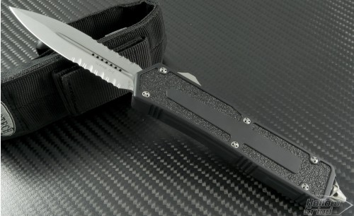 Microtech Knives Scarab D/E Automatic OTF D/A Knife (3.44in Stonewashed Part Serr S35-VN) 175-11 - Front