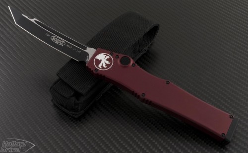 Microtech Knives Halo V T/E Automatic OTF S/A Knife (4.6in Black Plain S35-VN) 150-1RD - Front