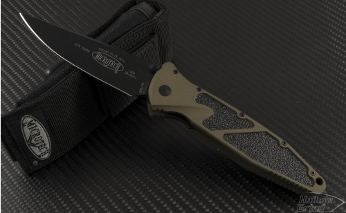 Microtech Knives Tan Socom Elite S/E Folder Knife (4in Black Plain S35-VN) 160-1TA - Front
