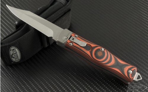 Microtech Knives Other OSS Cobra Clip Point Automatic Folder S/A Knife (3.3in Satin Plain S35-VN) 137-4OR - Front