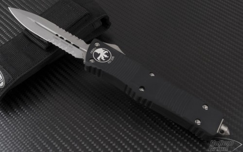 Microtech Knives Combat Troodon D/E Automatic OTF D/A Knife (3.75in Stonewashed Part Serr S35-VN) 142-11-2012 - Front