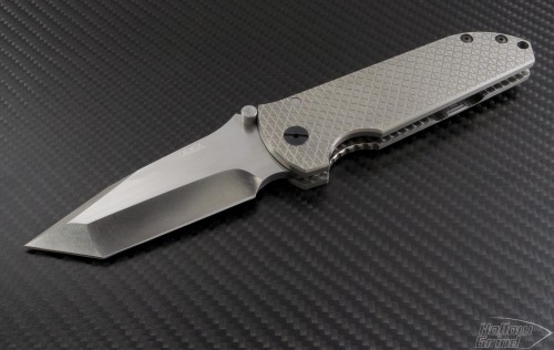 Alex Shunnarah Custom Silver Tanto T/E Folder Knife (3.1in Satin Plain) shun-te - Front