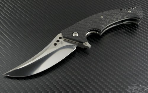 Brend Knives Custom Carbon Fiber Mamba S/E Flipper Knife (4in Mirror Polished Plain) BRND-Mamba - Front